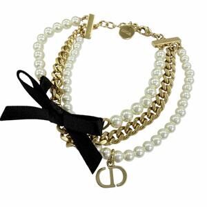 DIOR Gold Pearl Charm Bracelet